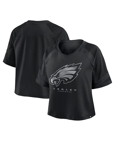 Fanatics Women's Philadelphia Eagles Oversized Raglan V-Neck Blackout Fashion Jersey