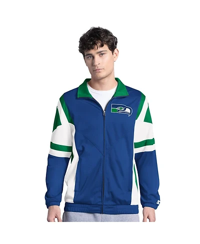 Starter Men's Royal Seattle Seahawks Contender Vintage Logo Full-Zip Track Jacket