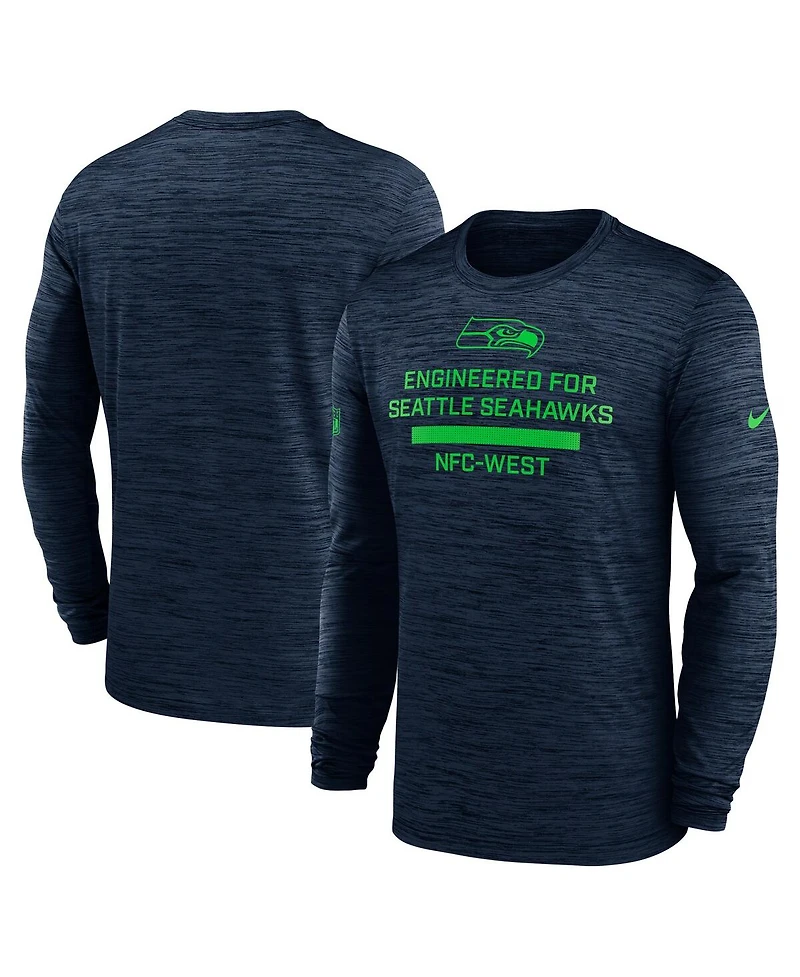Nike Men's College Navy Seattle Seahawks Sideline Velocity Performance Long Sleeve T-Shirt