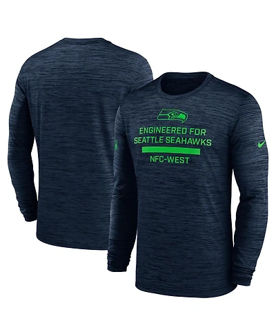 Nike Men's College Navy Seattle Seahawks Sideline Velocity Performance Long Sleeve T-Shirt