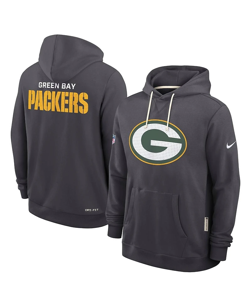 Nike Men's Anthracite Green Bay Packers Sideline Initial Home Performance Pullover Hoodie