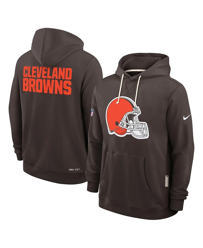 Nike Men's Brown Cleveland Browns Sideline Initial Home Performance Pullover Hoodie