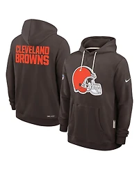 Nike Men's Brown Cleveland Browns Sideline Initial Home Performance Pullover Hoodie