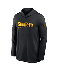 Nike Men's Black Pittsburgh Steelers Sideline Pure Fury Performance Long Sleeve Hoodie T-Shirt