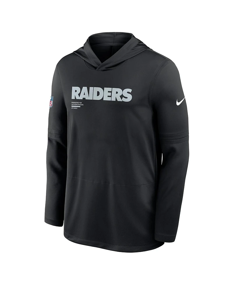 Nike Men's Black Las Vegas Raiders Sideline Pure Fury Performance Long Sleeve Hoodie T-Shirt