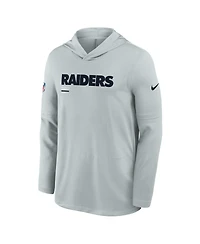 Nike Men's Silver Las Vegas Raiders Sideline Pure Fury Performance Long Sleeve Hoodie T-Shirt