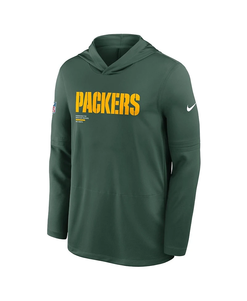 Nike Men's Green Bay Packers Sideline Pure Fury Performance Long Sleeve Hoodie T-Shirt
