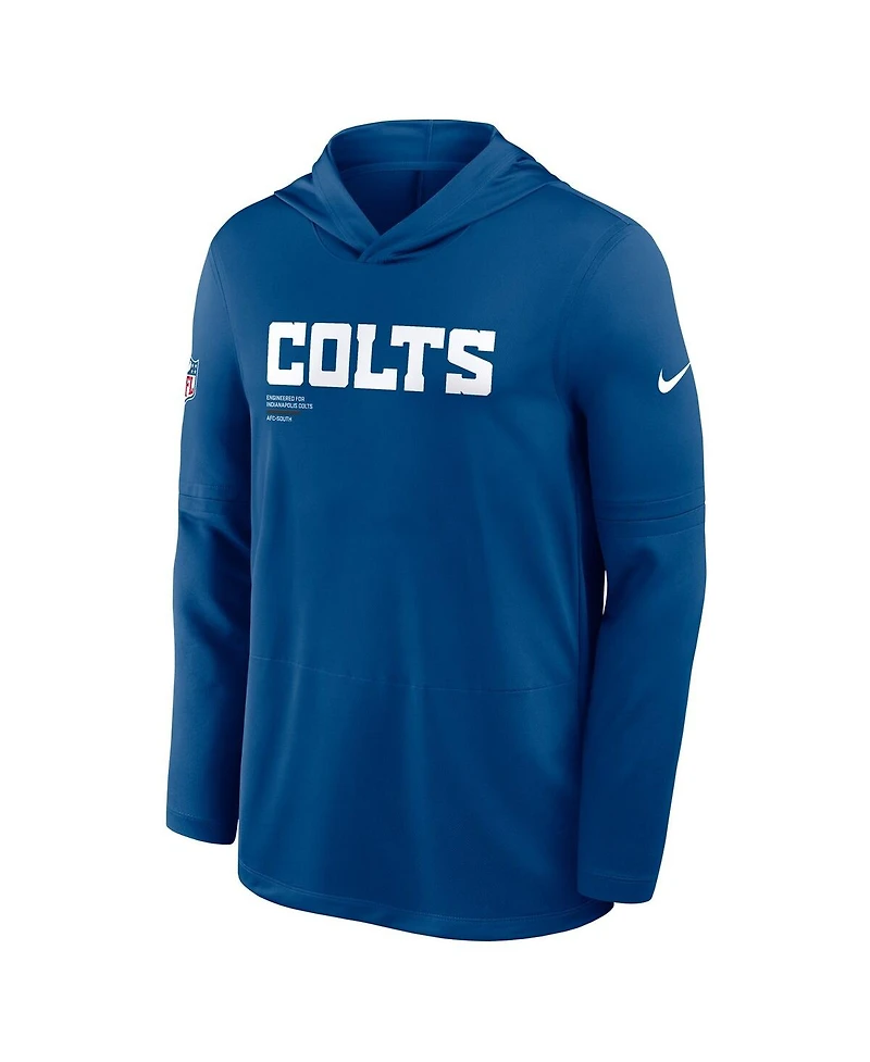Nike Men's Royal Indianapolis Colts Sideline Pure Fury Performance Long Sleeve Hoodie T-Shirt