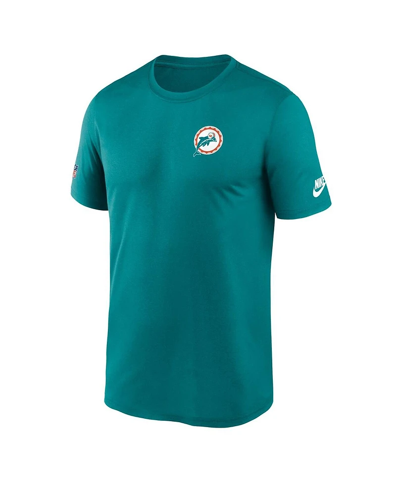 Nike Men's Aqua Miami Dolphins Sideline Alt Pack Small Logo Legend Performance T-Shirt