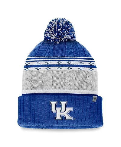 Top of the World Men's Royal Kentucky Wildcats Altitude Three-Tone Cuffed with Pom Knit Hat