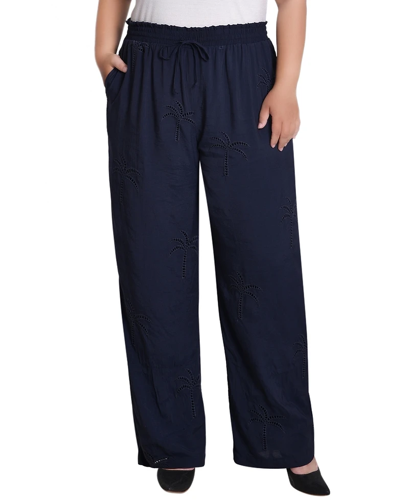 Ny Collection Plus Pull On Pants with Embroidery