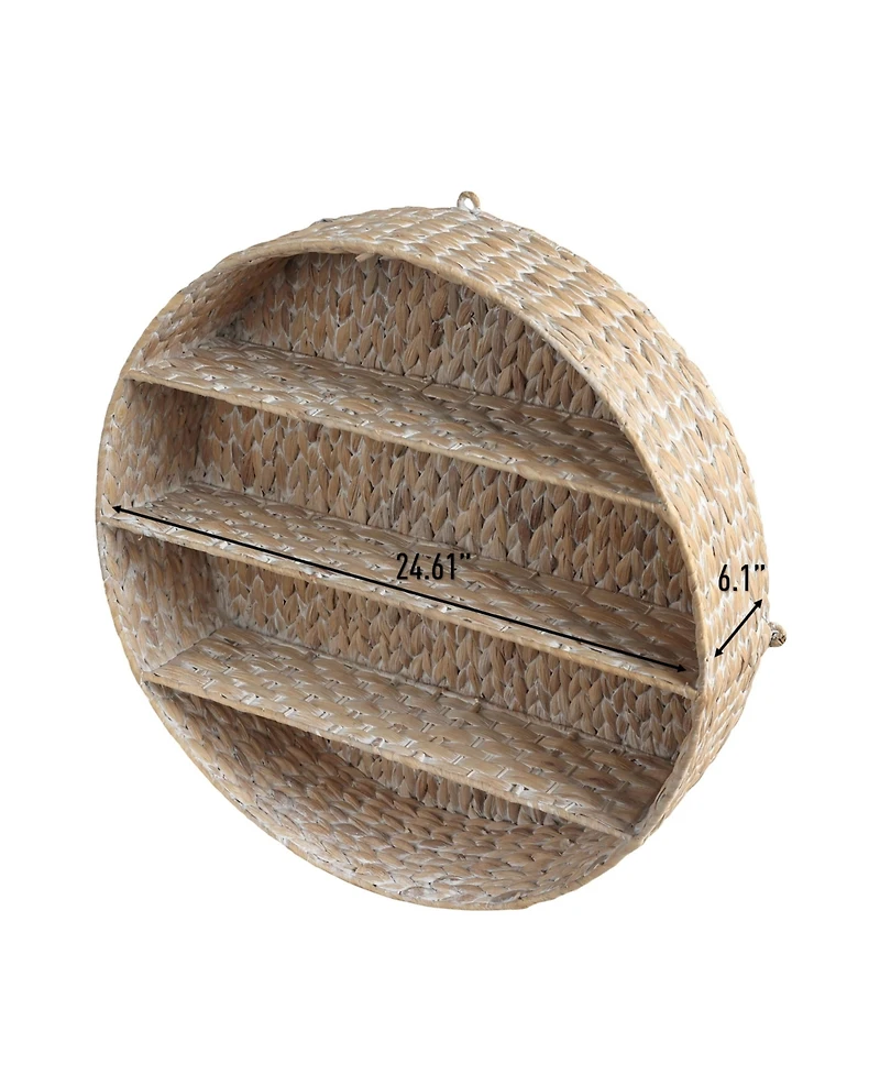 Annulus 24.61" 3-Shelf Circular Hand-Woven Hyacinth Wall Rack
