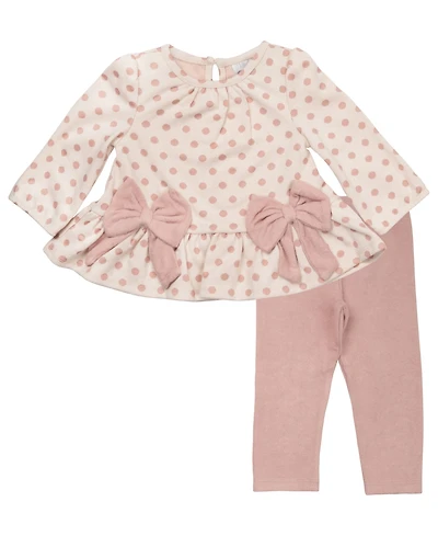 Rare Editions Baby Girls 2-Piece Polka Dot Sweater and Matching Leggings Set