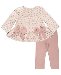 Rare Editions Baby Girls 2-Piece Polka Dot Sweater and Matching Leggings Set