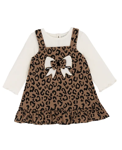 Rare Editions Baby Girls 2-Piece Cheetah Print Jumper Bodysuit Set