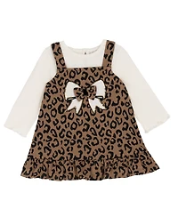 Rare Editions Baby Girls 2-Piece Cheetah Print Jumper Bodysuit Set