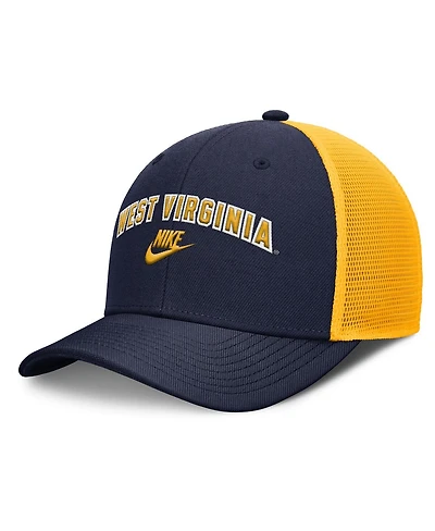 Nike Men's Navy/Gold West Virginia Mountaineers Legacy Arch Rise Performance Trucker Adjustable Hat