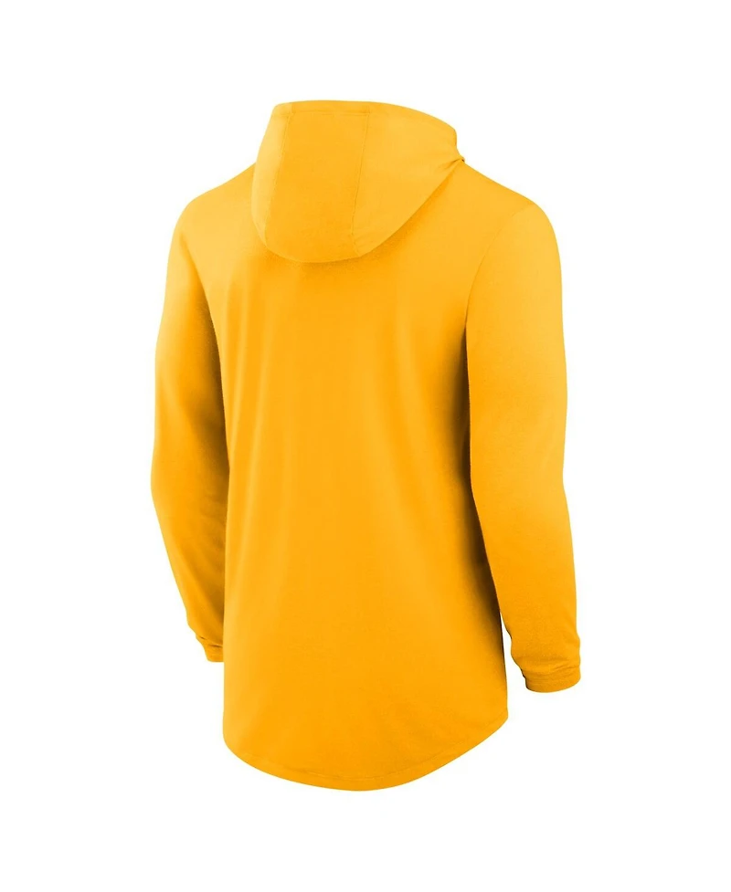Nike Men's Gold Lsu Tigers Classic Arch Tri-Blend Performance Long Sleeve Hoodie T-Shirt