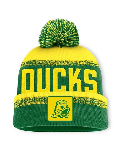 Fanatics Men's Green/Yellow Oregon Ducks Thrive Cuffed Knit with Pom Hat