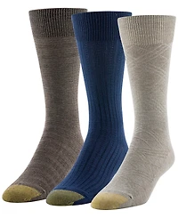 Gold Toe Men's 3-Pack Oscar Texture Reinforced Toe Crew Socks