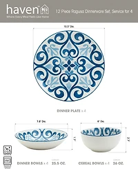 Haven Ragusa 12 Pc. Dinnerware Set, Service for 4
