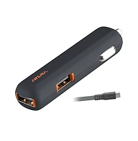 Ventev 24W Ultrafast Usb A Dual Mini Car Charger and Usb A to Micro Usb Cable-Gray