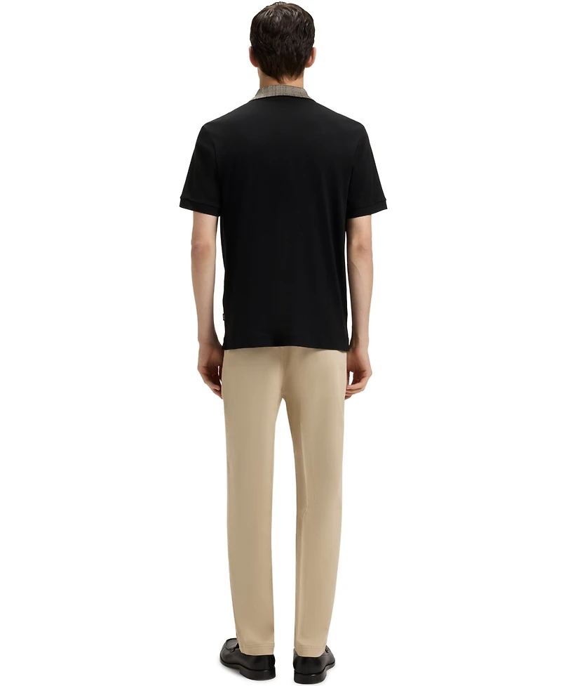 Boss by Hugo Men's Patterned Collar Pima-Cotton Polo Shirt