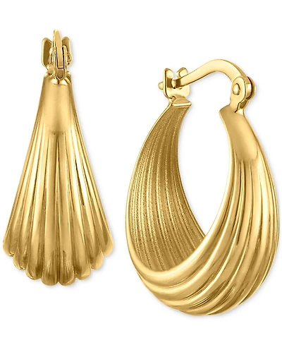 Macy's Polished Graduated Ribbed Small Hoop Earrings