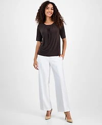 Kasper Women's Pleat Neck Knit Top, Regular & Petite