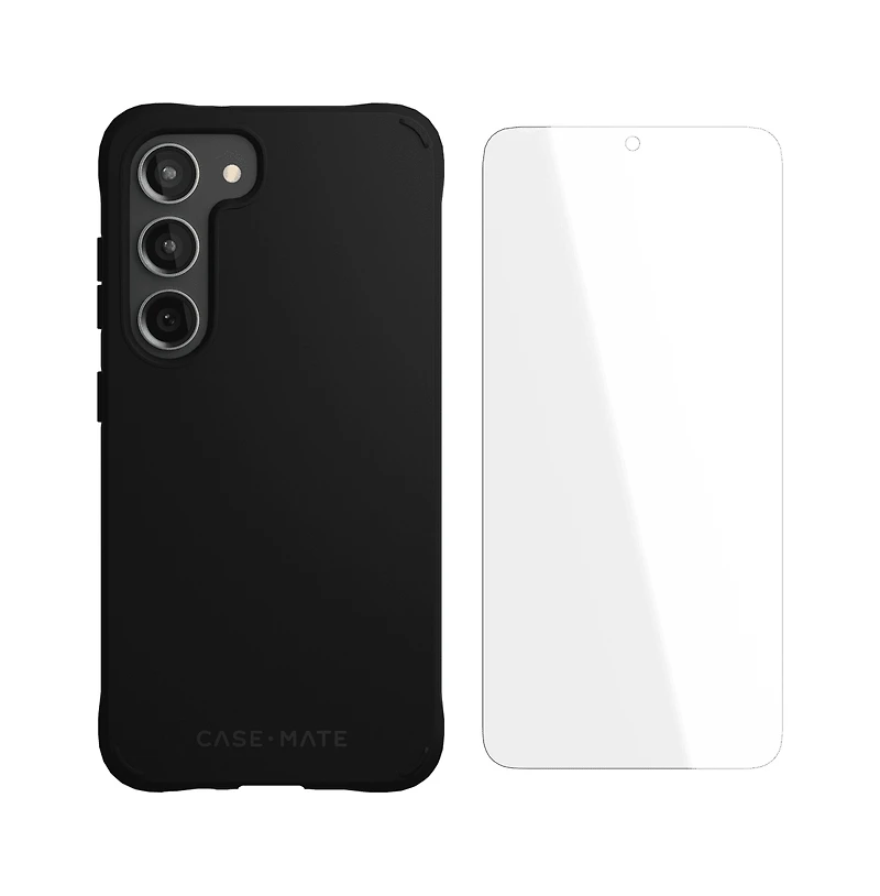 Case-Mate Protection Pack Tough Case and Glass Screen Protector for Samsung Galaxy S23-Black