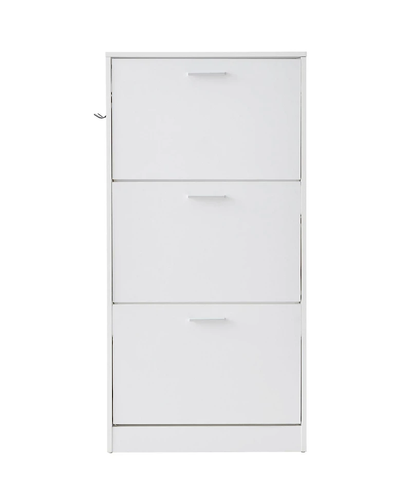Slickblue Shoe Cabinet with 3 Flip Drawers and Side Hooks, Freestanding Entryway Organizer