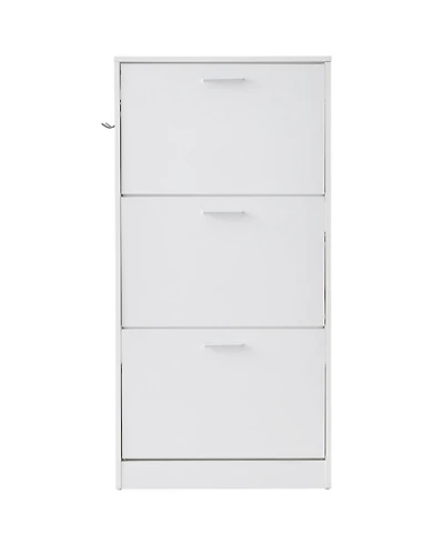 Slickblue Shoe Cabinet with 3 Flip Drawers and Side Hooks, Freestanding Entryway Organizer