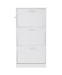 Slickblue Shoe Cabinet with 3 Flip Drawers and Side Hooks, Freestanding Entryway Organizer
