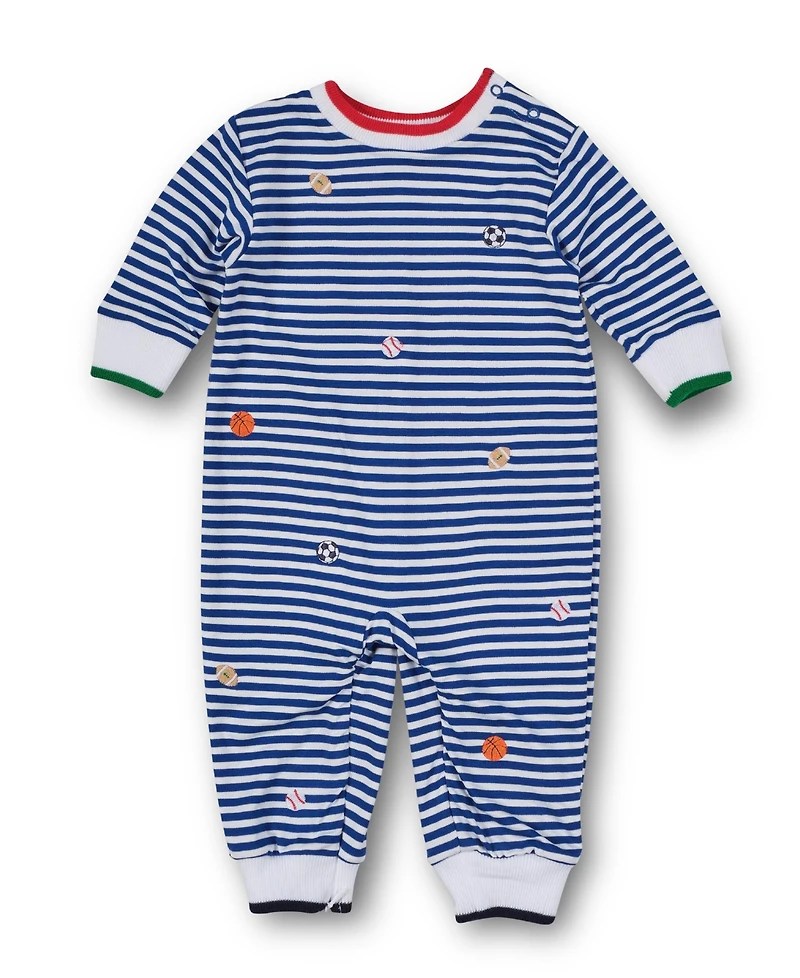Florence Eiseman Stripe Knit Longall With Emb Sport Balls