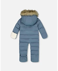 Deux par Baby Boy One-Piece Snug Snowsuit Designed for Car Seat Dark Gray Blue - Baby|Toddler
