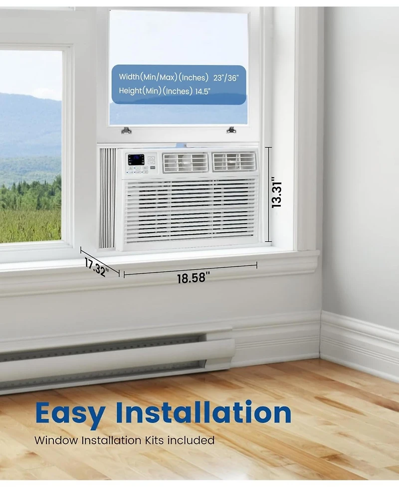 Cowsar 10000BTUs Window Air Conditioner, Window Ac Unit Cooling up to 450sq.ft, 4 Modes and 3 Fan Speeds, 24H Timer, Remote Control, Quiet Operation,