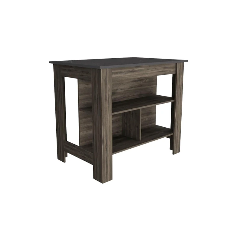 Slickblue Kitchen Island with 3 Open Storage Shelves, Freestanding Utility Table for Meal Prep