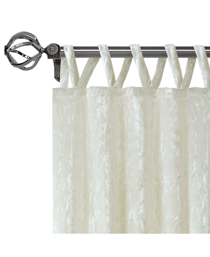 Kate Aurora Park Avenue 2 Piece Criss-Cross Tab Top Velvet Window Curtain Panels - in