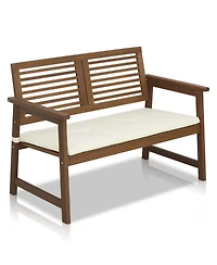 Homlux Outdoor Hardwood Bench with Cushion – Teak-Oil Finish, Durable & Comfortable Seating