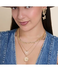 Jessica Simpson Cluster Butterfly Drop Earrings in Gold-Tone