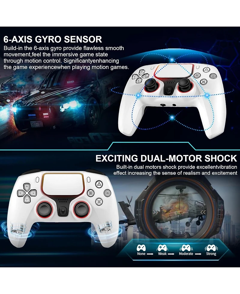 Nbcp Wireless 5th Gen Elite PS4 Controller, 1200mAh Battery, Dual Motors, 6-Axis Gyro, 3.5mm Audio Jack, Turbo Mode, Compatible with PS4/Pc