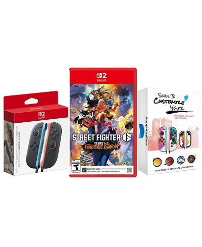 Nintendo Switch 2 Joy-Cons Blue/Red with Street Fighter 6 and MightySkins Code Bundle