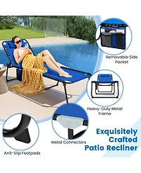 Gymax Oversize Folding Chaise Lounge w/ Adjustable Backrest Detachable Pillow Pocket