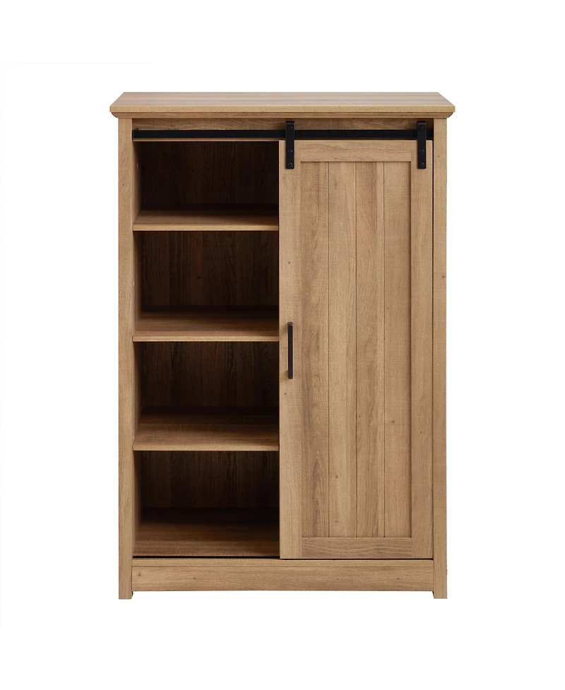 Casainc Farmhouse Modern Bathroom Cabinet 5 Chest of Drawers with Sliding Barn Door