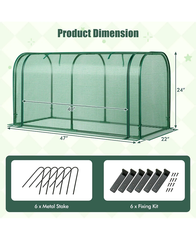 Costway Wood Raised Garden Bed with Greenhouse Cover Mini Portable Kit