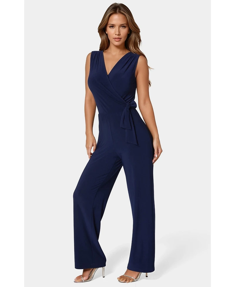 Bebe Women's Jersey Wrap Tie Jumpsuit