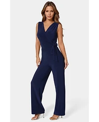 Bebe Women's Jersey Wrap Tie Jumpsuit