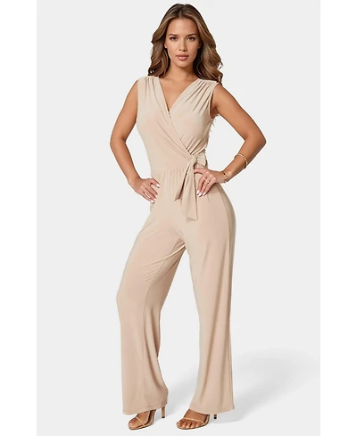 Bebe Women's Jersey Wrap Tie Jumpsuit