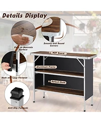 Akiudex folding camping table with 2-tier open shelves for outdoor bbq