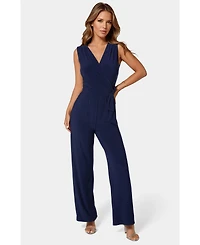 Bebe Women's Jersey Wrap Tie Jumpsuit
